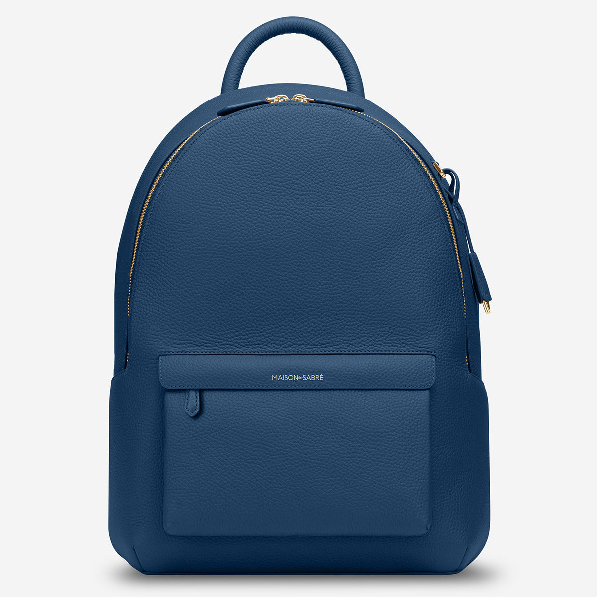 blue backpack with leather bottom Maison de Sabre Leather Backpack
