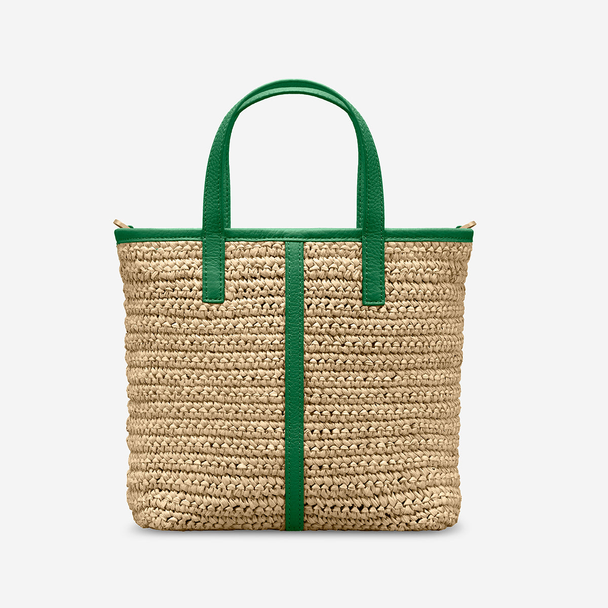 The Raffia Small Soft Tote - Emerald Green