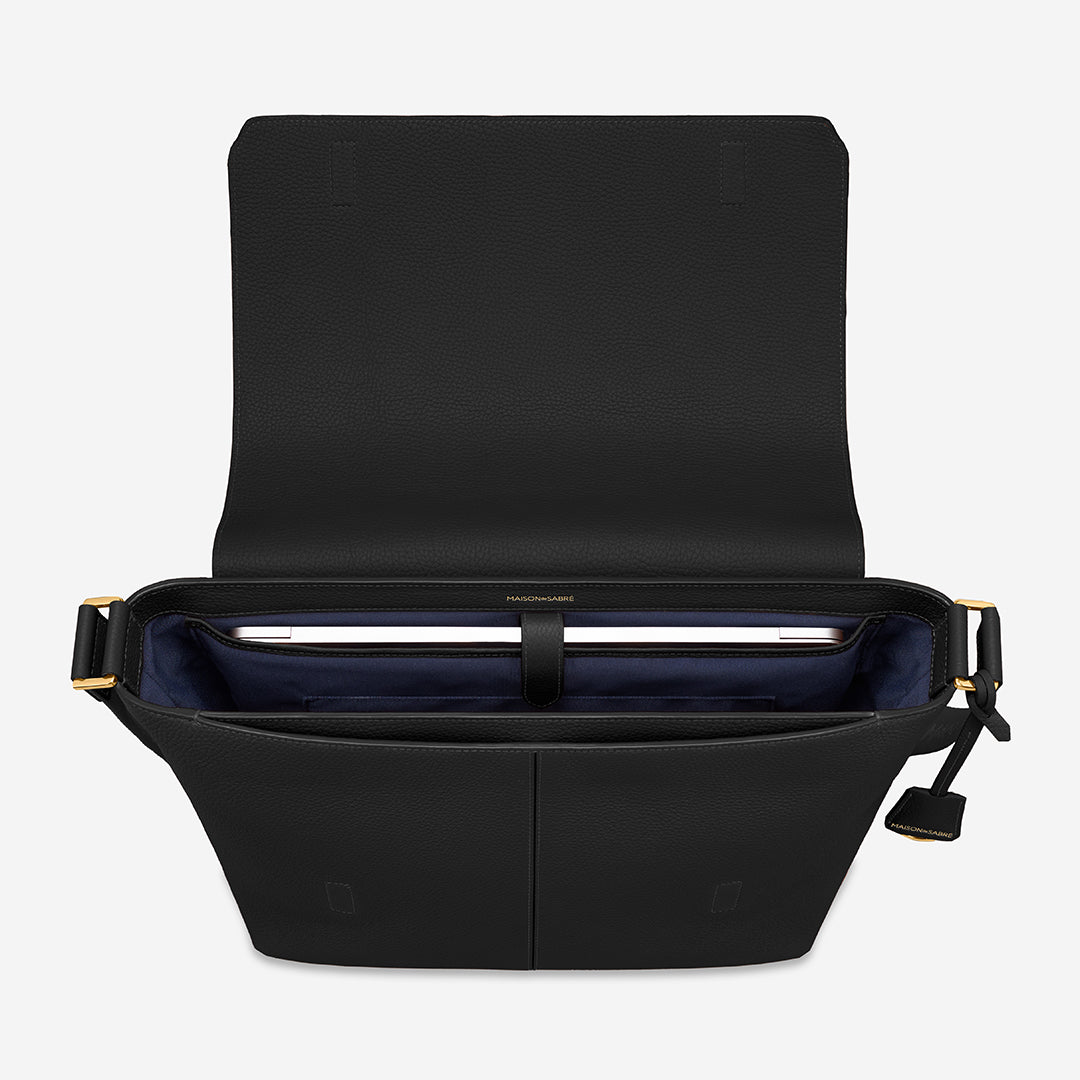 The Flaire Messenger Bag - Black Caviar