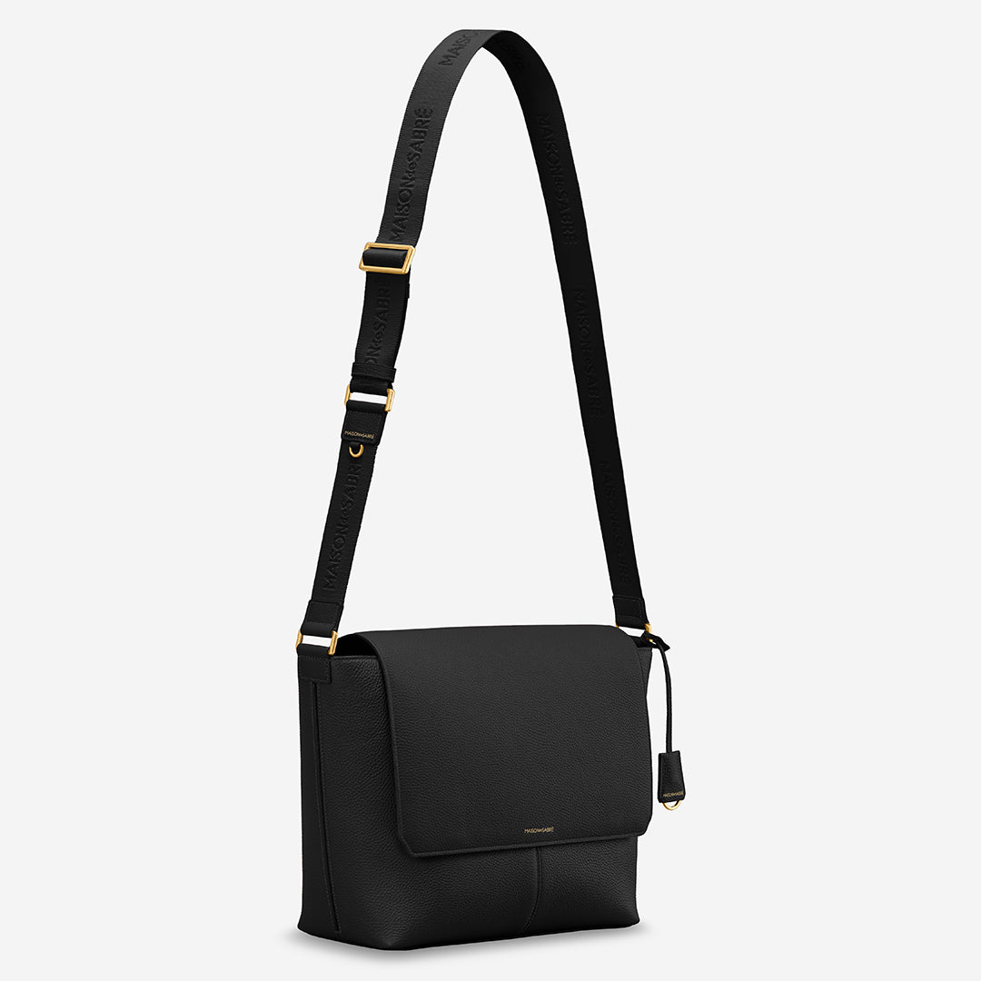 The Flaire Messenger Bag - Black Caviar