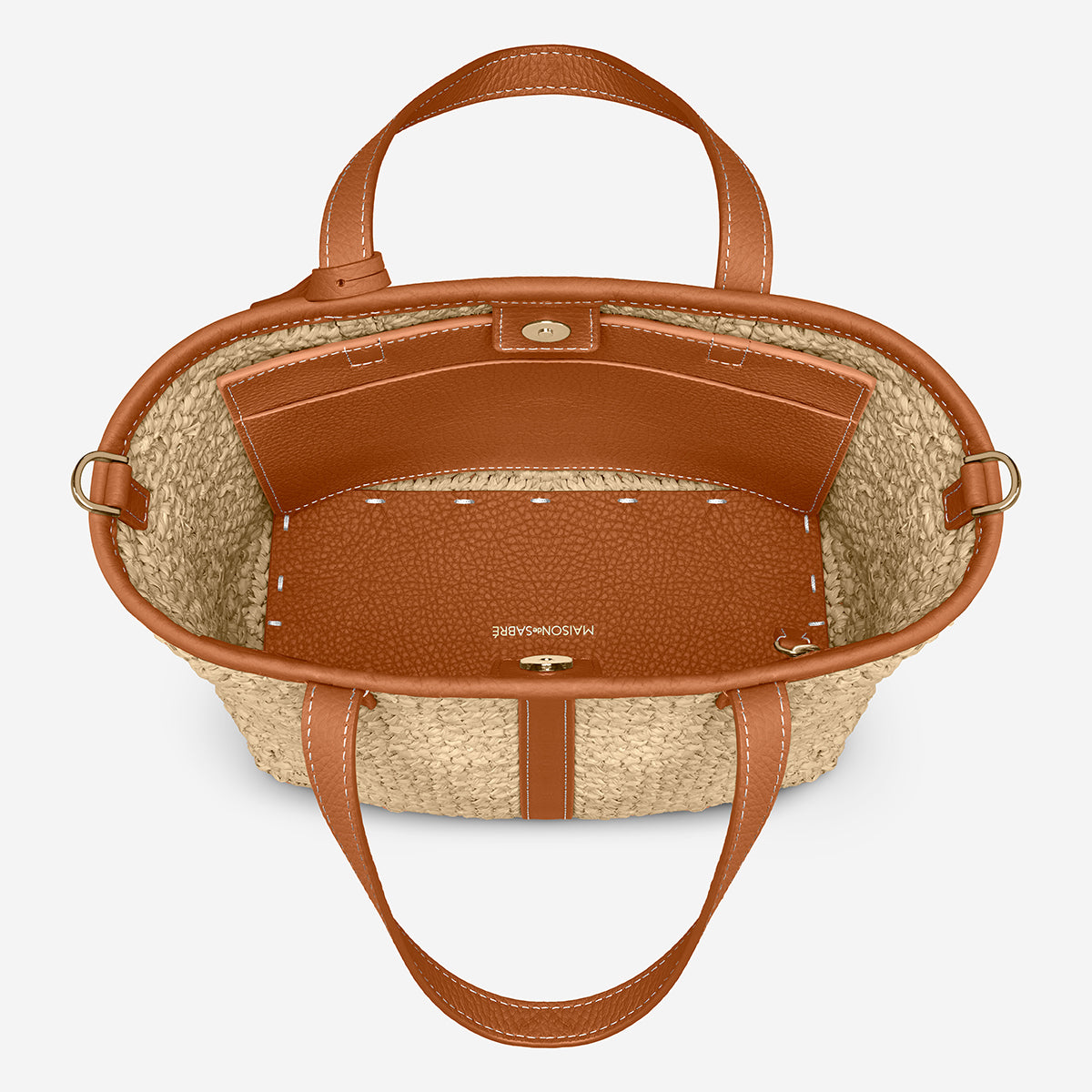 The Raffia Small Soft Tote - Pecan Brown
