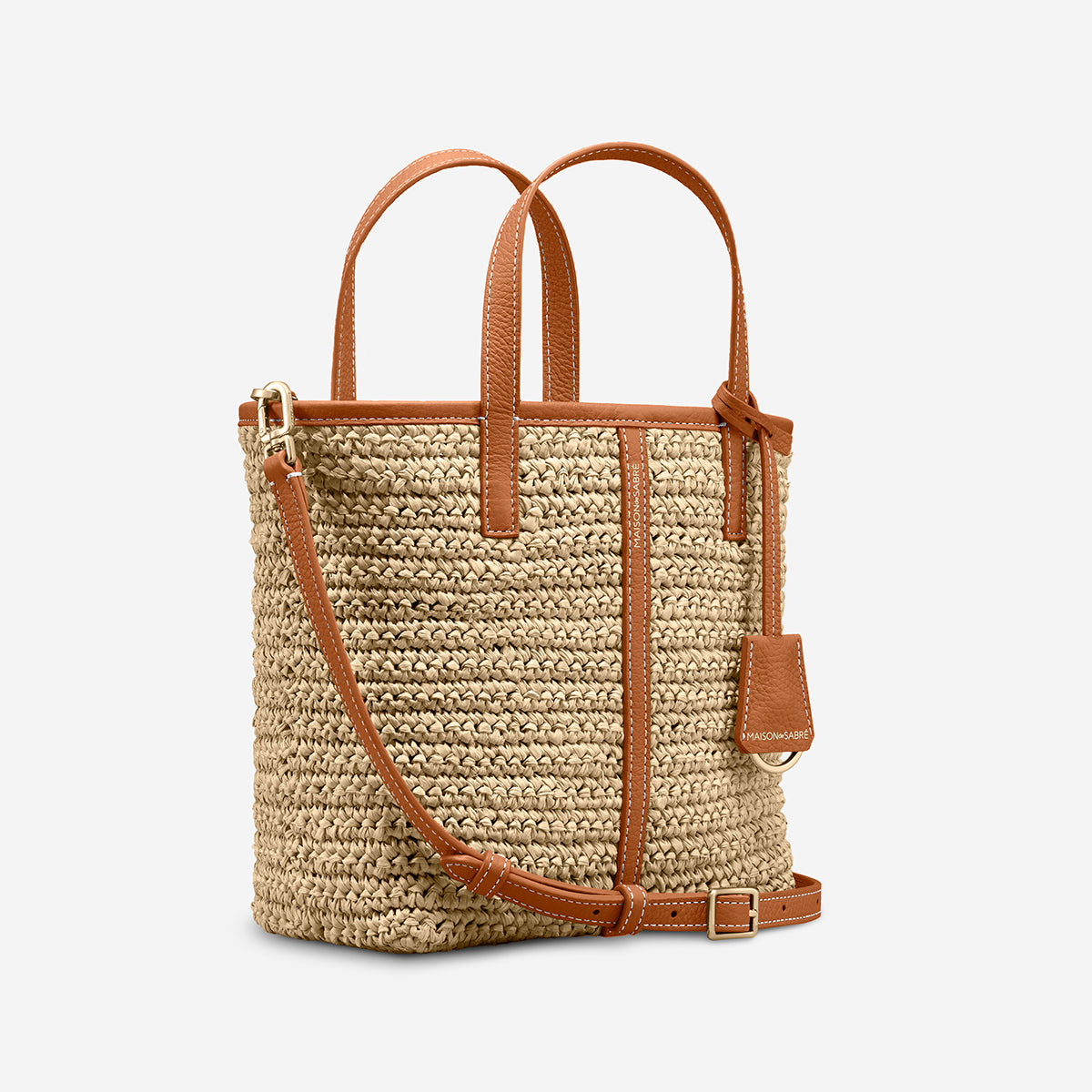 The Raffia Small Soft Tote - Pecan Brown