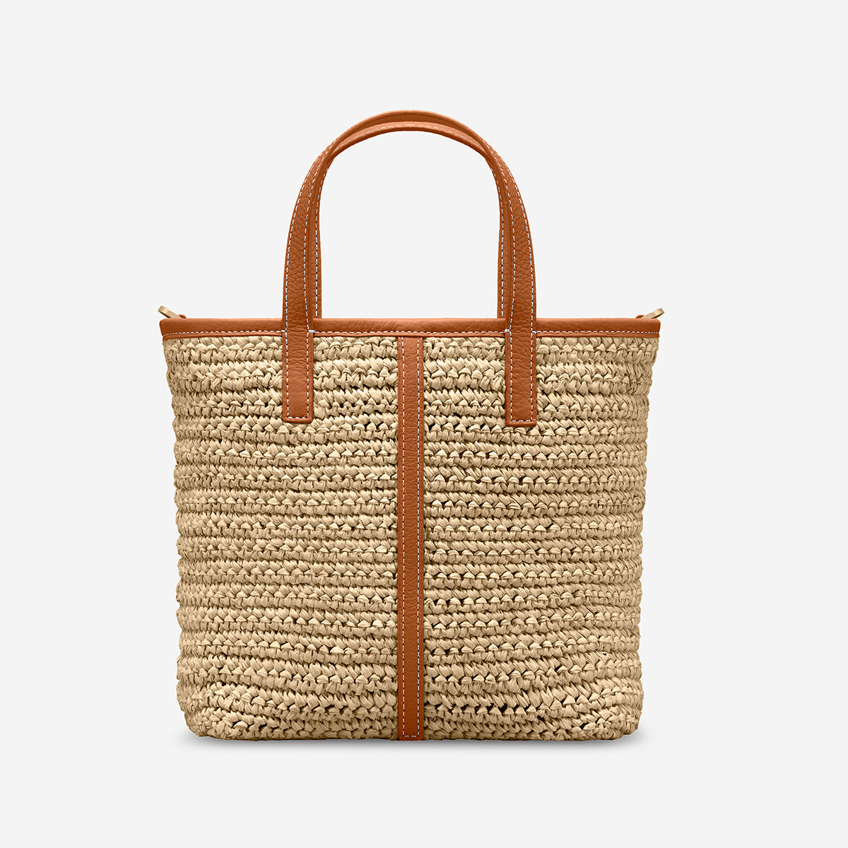 The Raffia Small Soft Tote - Pecan Brown