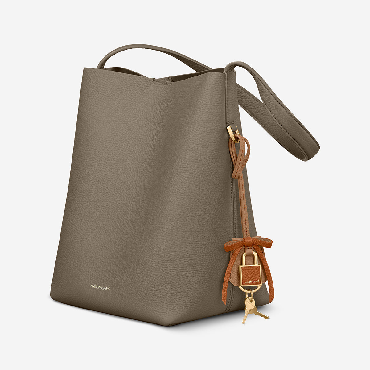 The Bow Padlock Charm - Sandstone Pecan