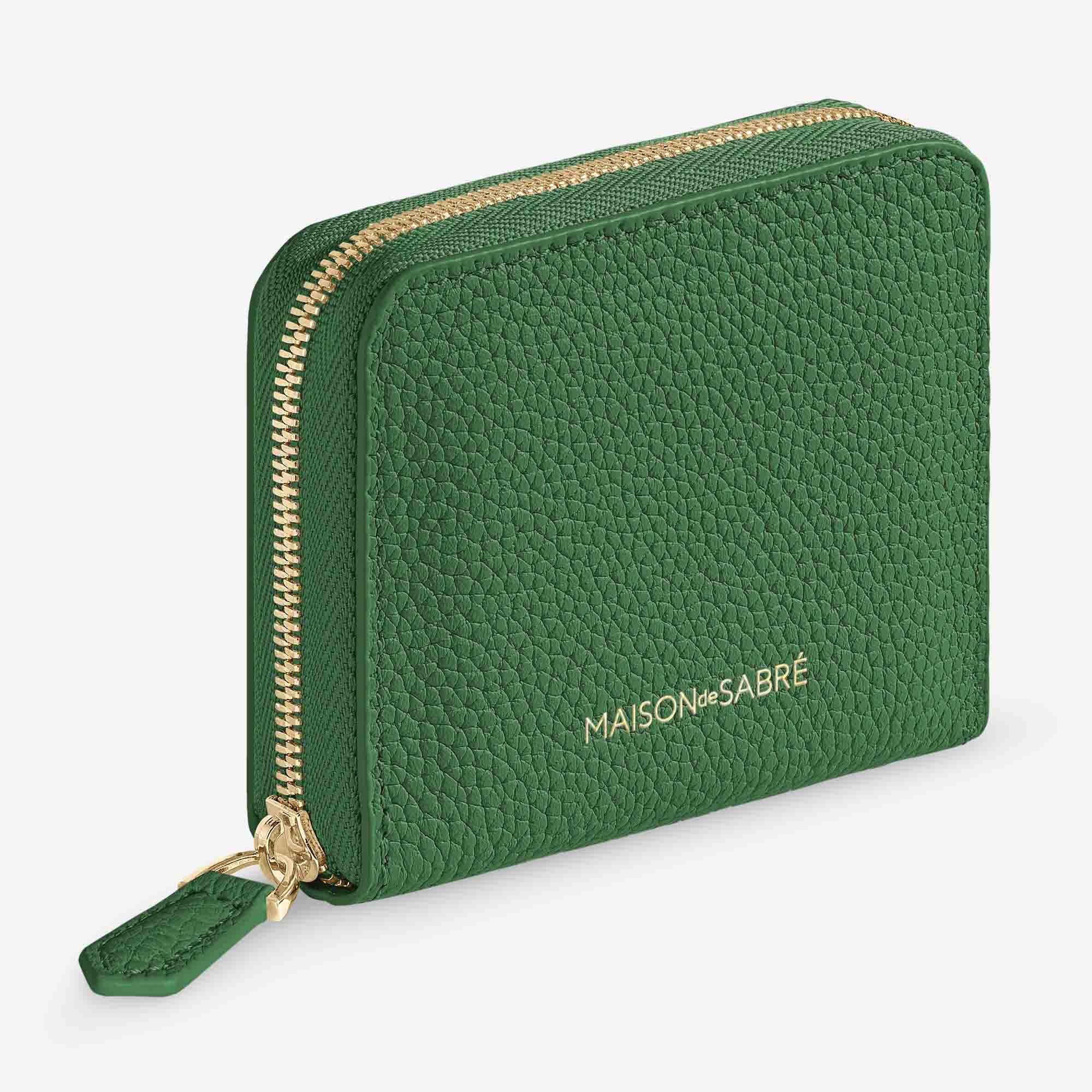 Zipped Wallet in Emerald Green | MAISON de SABRÉ
