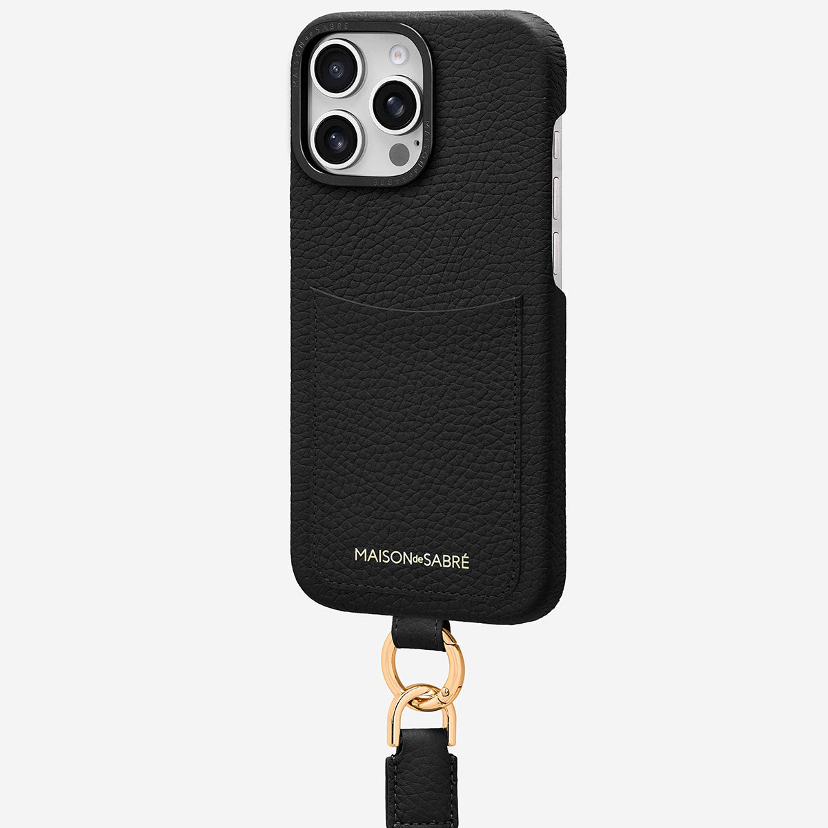 Sling Phone Case iPhone 16 Pro in Black Caviar – MAISON de SABRÉ