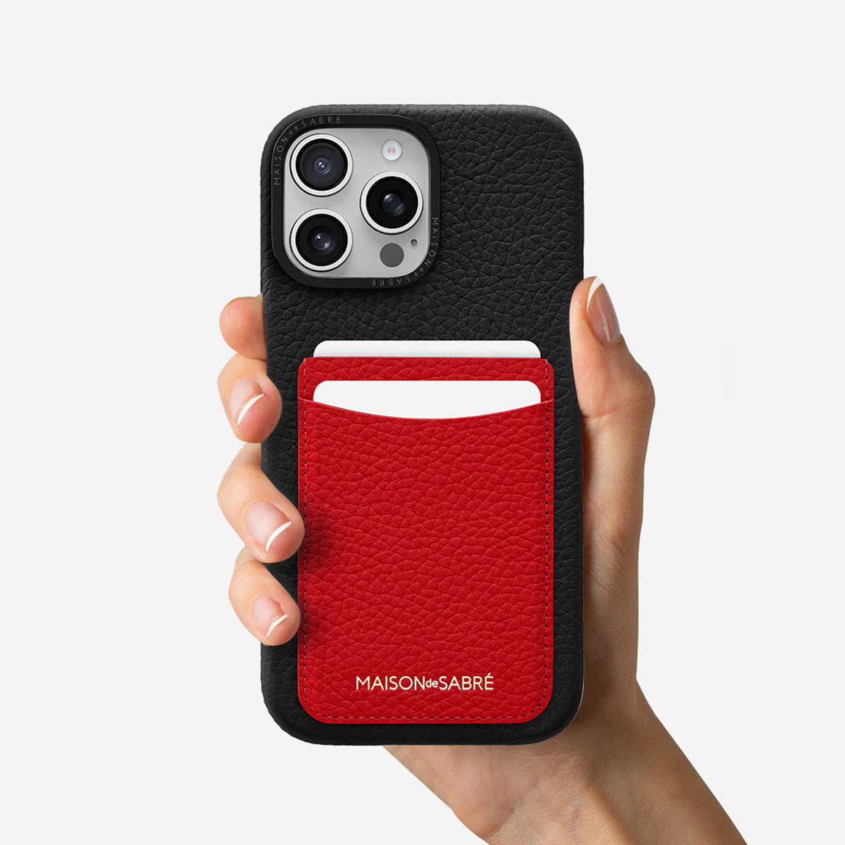 The Card Phone Case iPhone 16 Pro - Rouge Noir