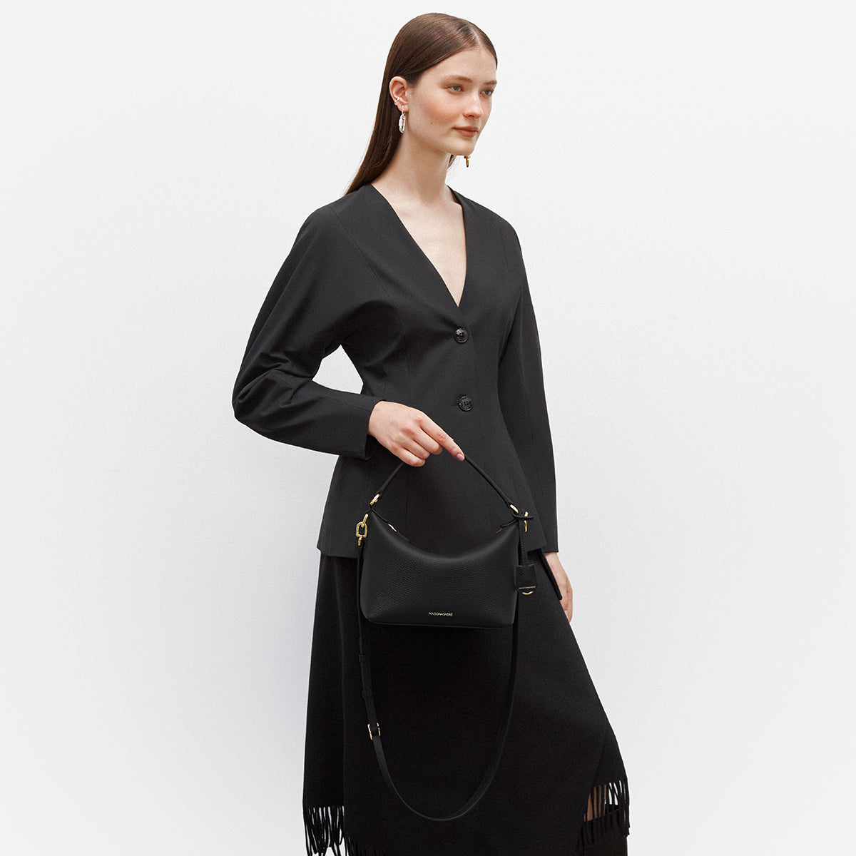 Small Soft Hobo in Black Caviar | MAISON de SABRÉ