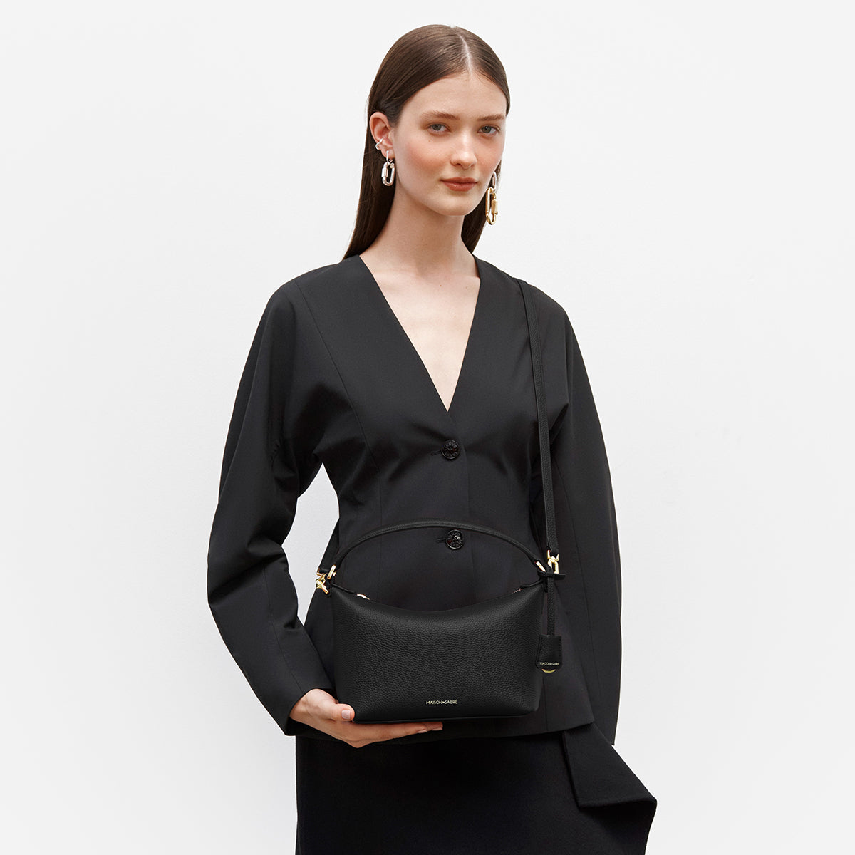 Small Soft Hobo in Black Caviar | MAISON de SABRÉ