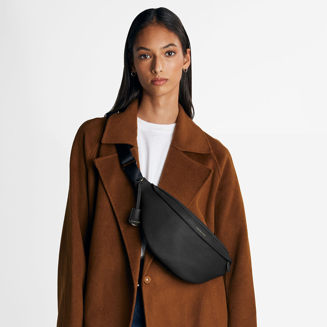 Large Sling Bag in Black Caviar | MAISON de SABRÉ