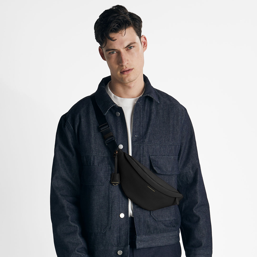 Sling Bag in Black Caviar | MAISON de SABRÉ