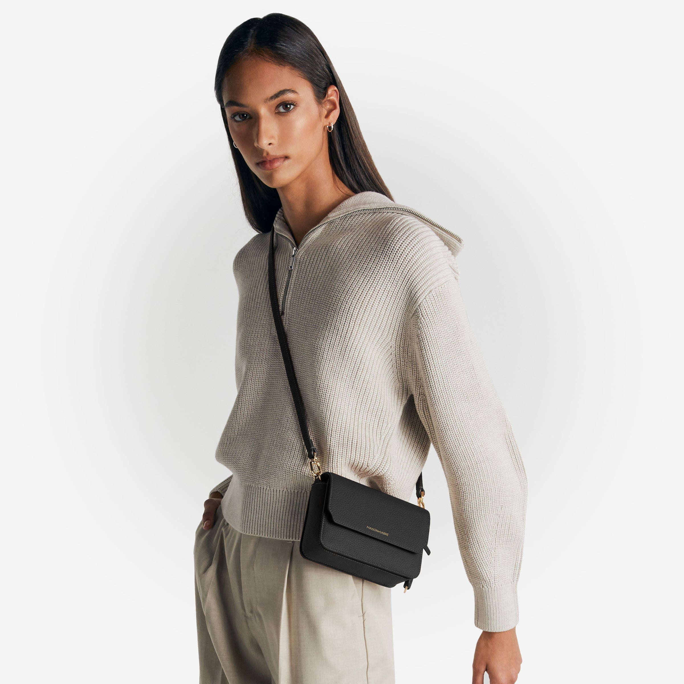 Mini Flap Bag in Black Caviar | MAISON de SABRÉ