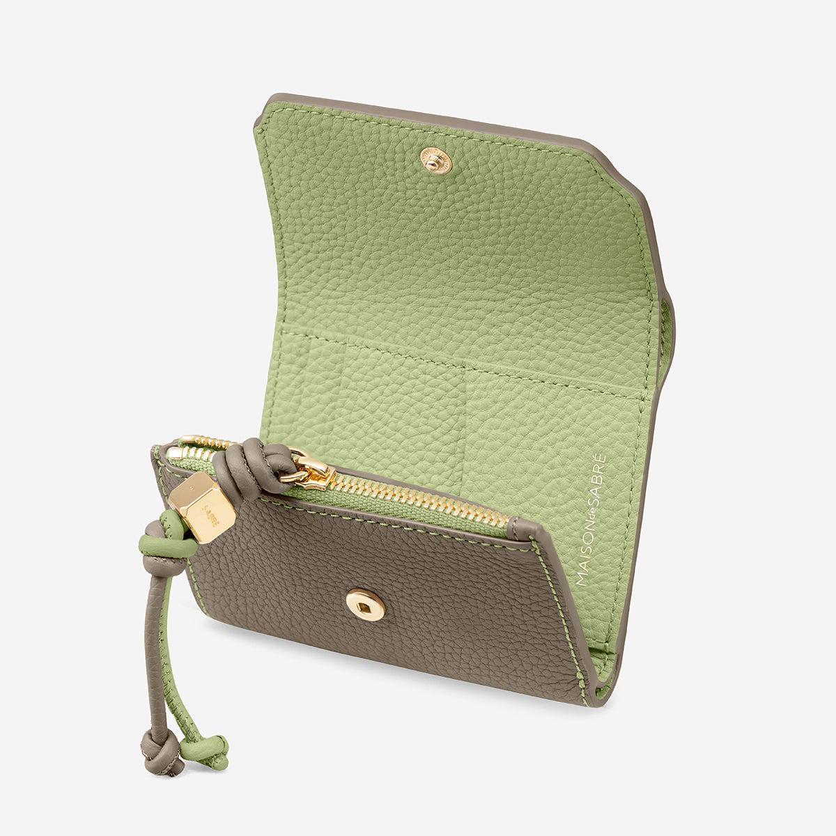 Trifold Wallet in Cashmere Matcha | MAISON de SABRÉ