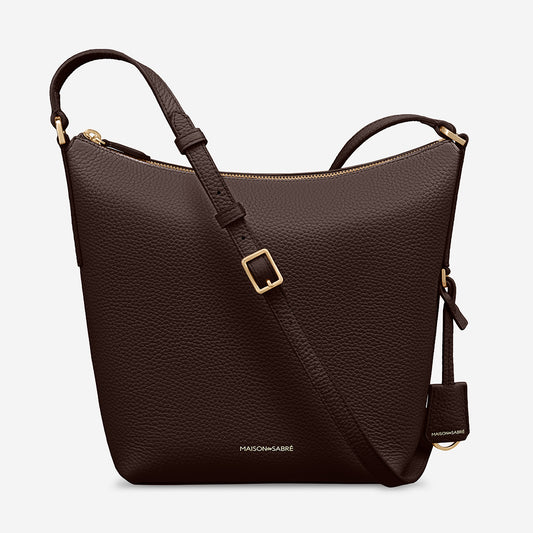 The Zipped Bucket Bag - Espresso Brown