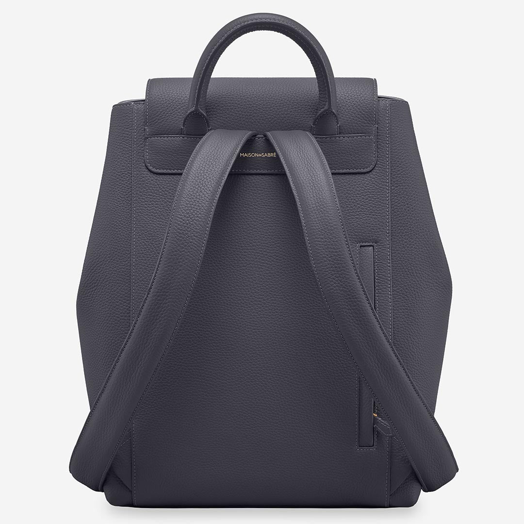 dark grey faux leather backpack The Large Soft Backpack