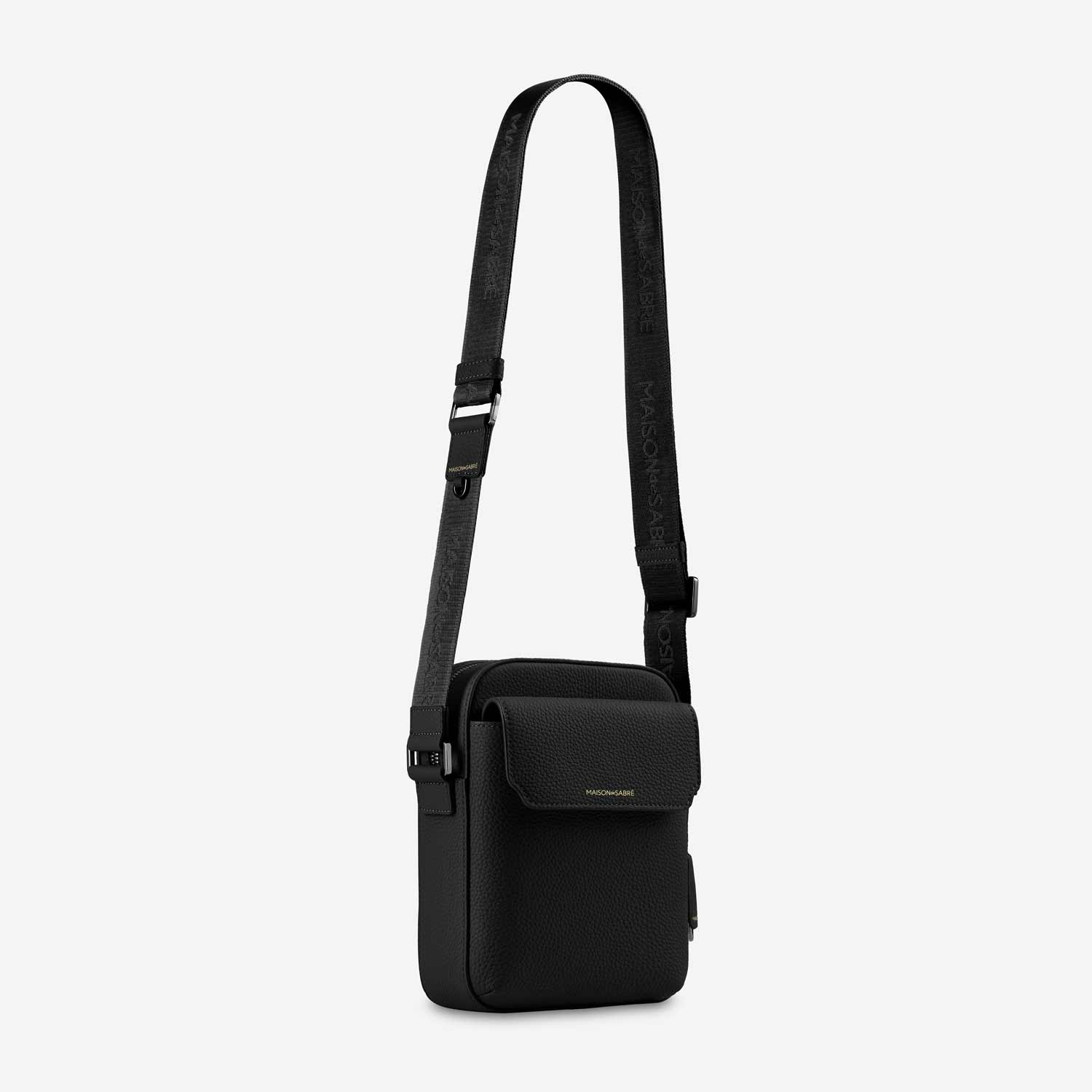 Small Messenger Bag in Black Caviar | MAISON de SABRÉ