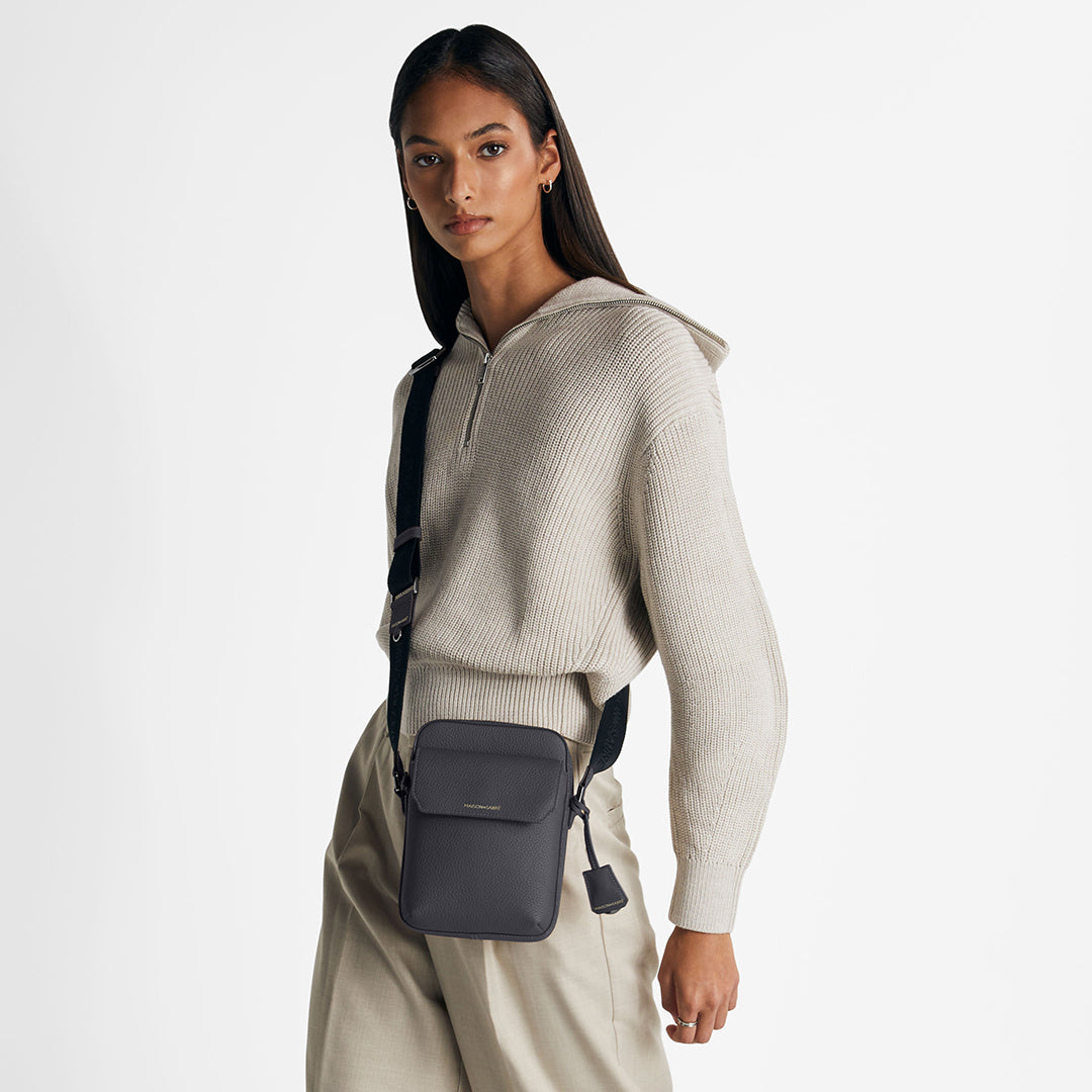 Small Messenger Bag in Graphite Grey | MAISON de SABRÉ