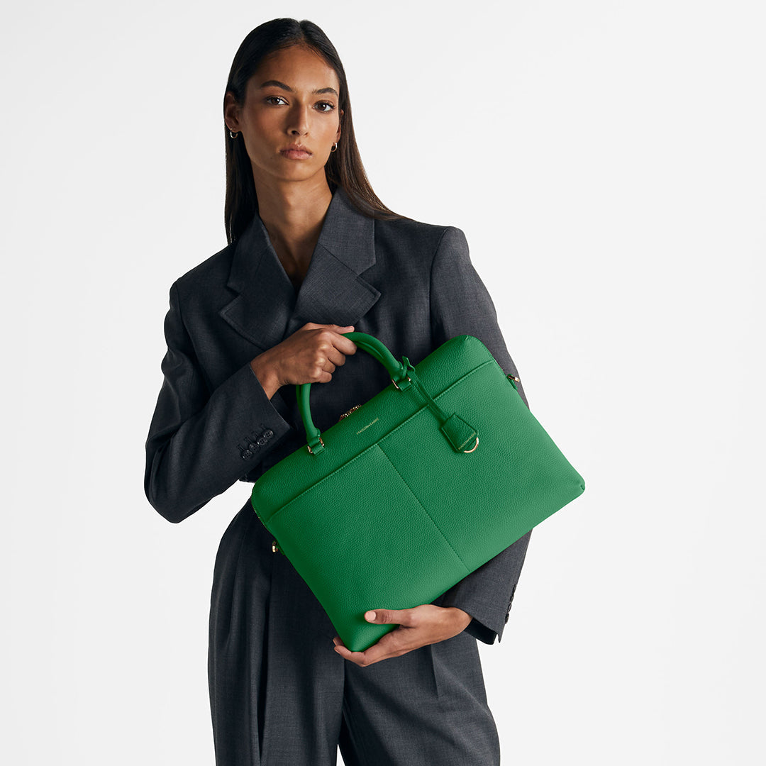 Laptop Bag in Emerald Green | MAISON de SABRÉ