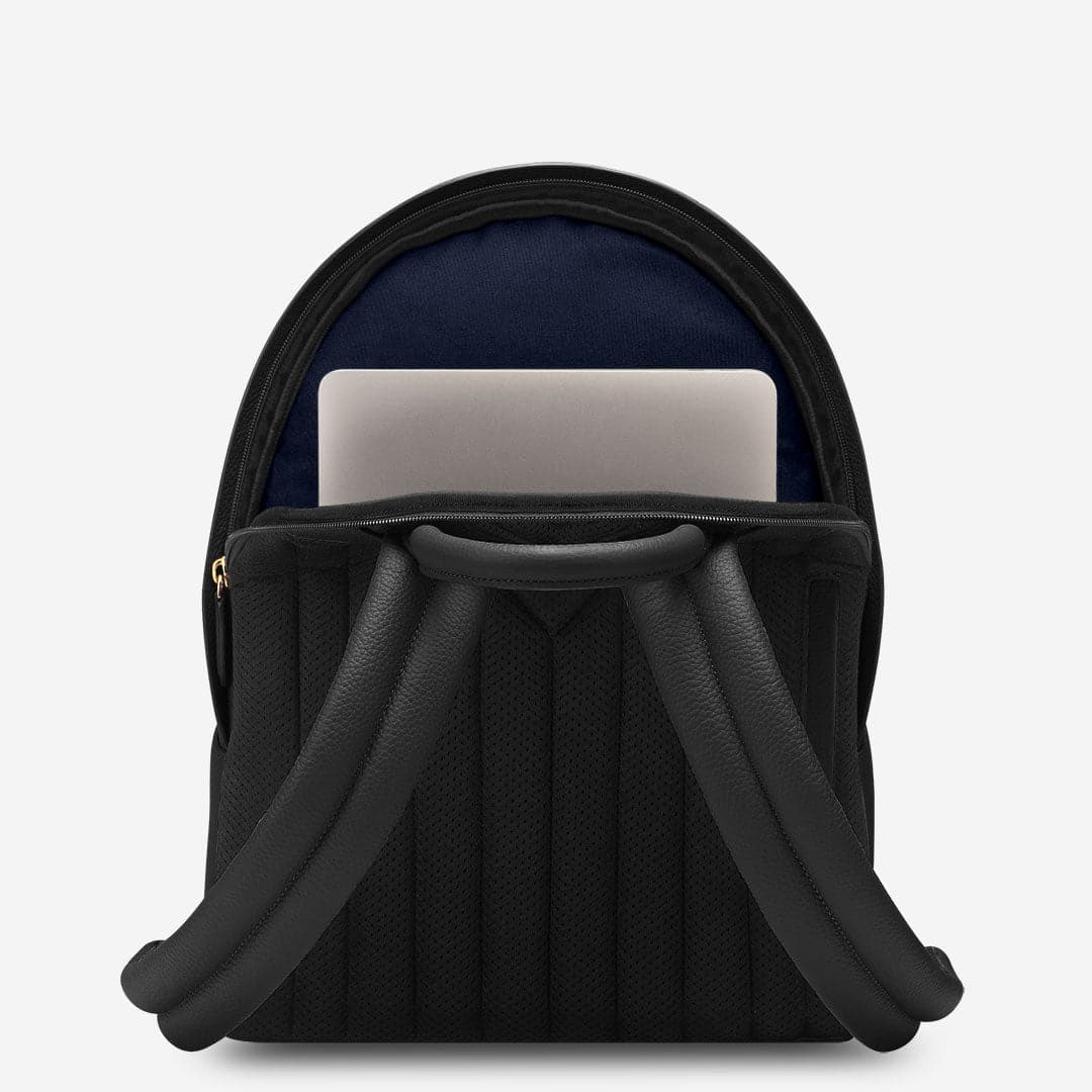 black backpack with leather straps The Backpack