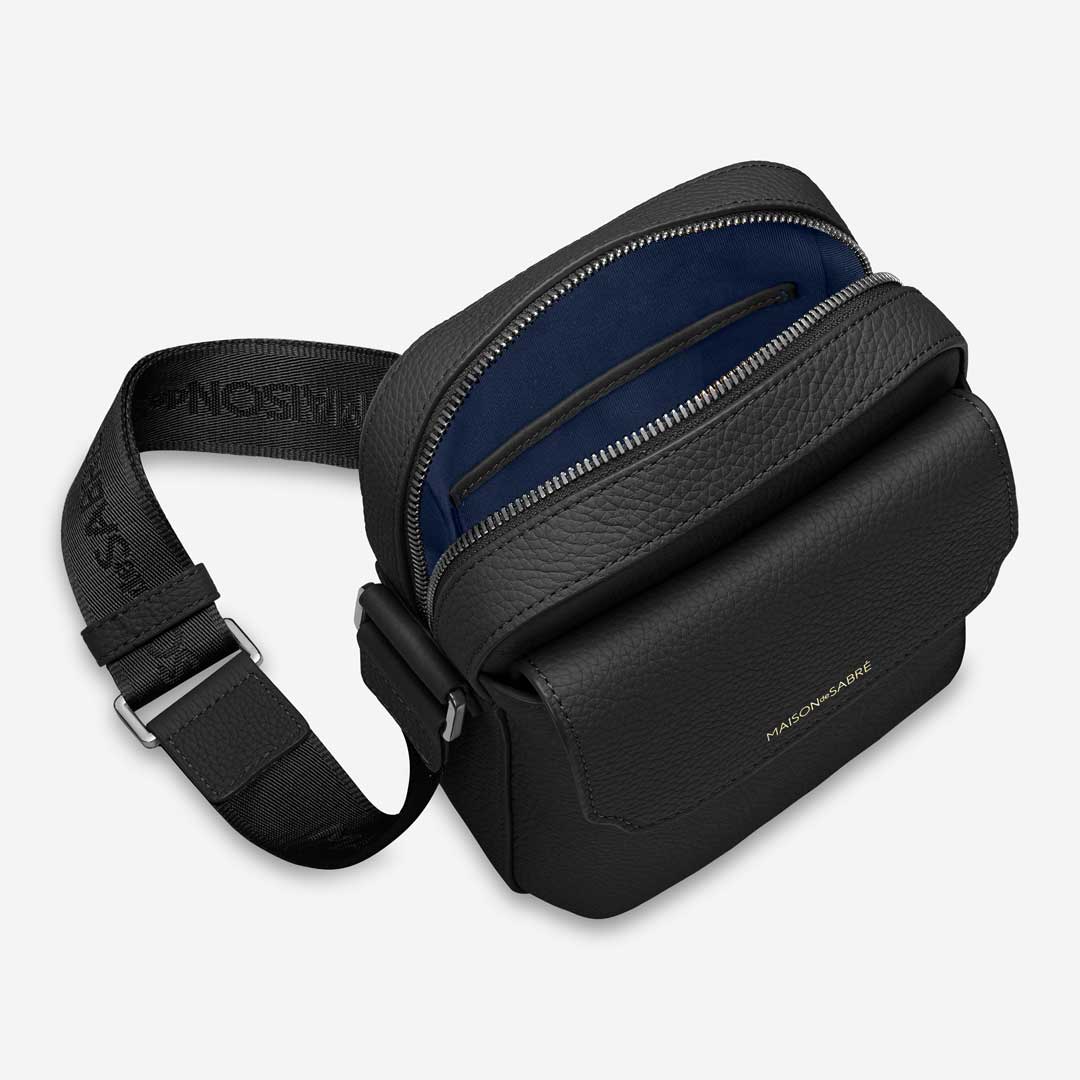 Small Messenger Bag in Black Caviar | MAISON de SABRÉ