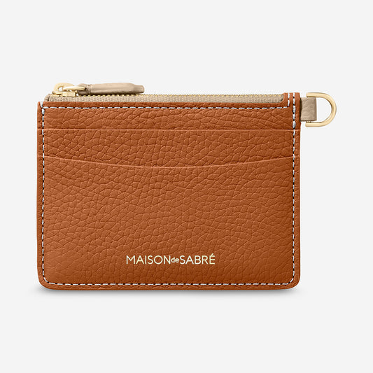 The Zipped Card Pouch - Pecan Nude