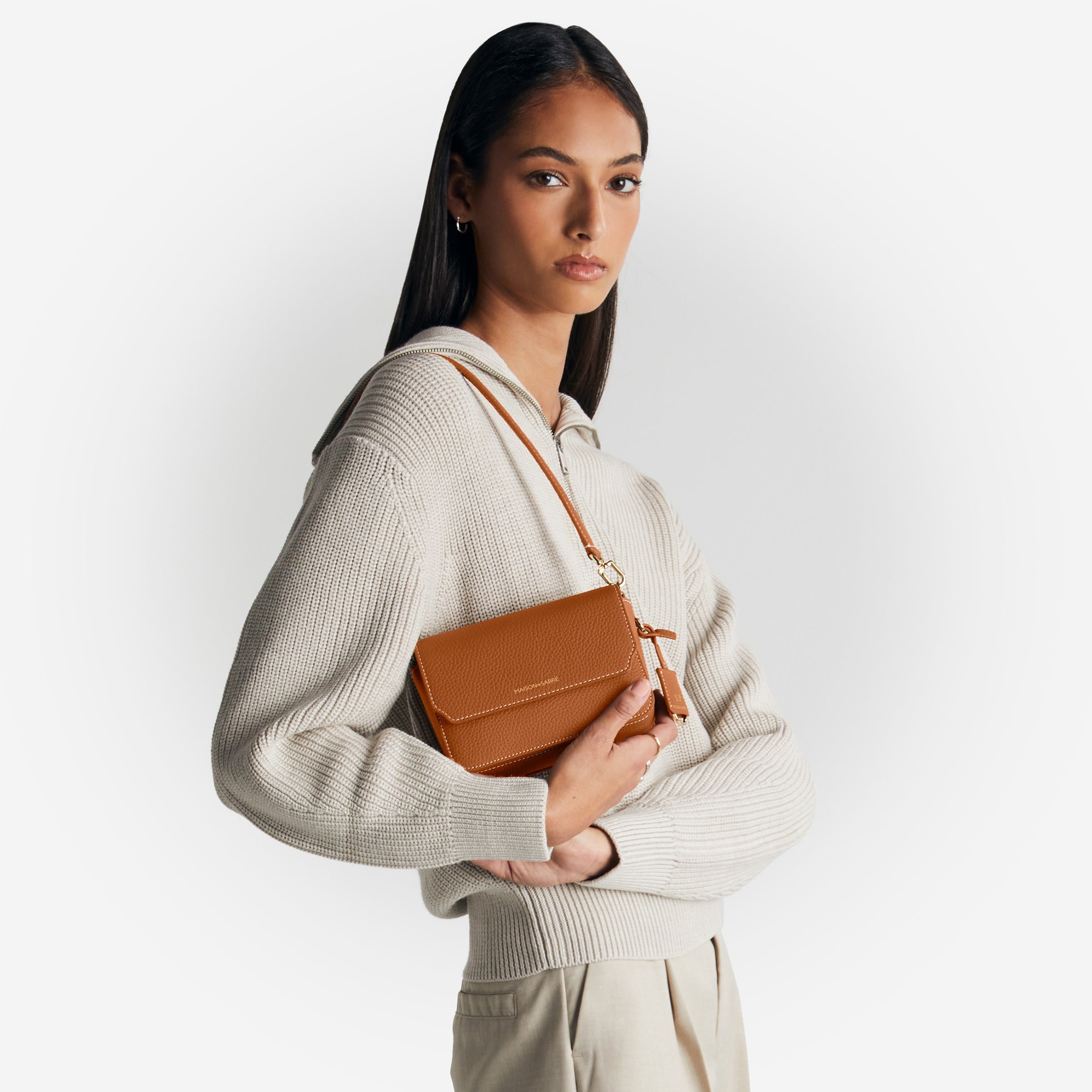 Mini Flap Bag in Pecan Brown | MAISON de SABRÉ