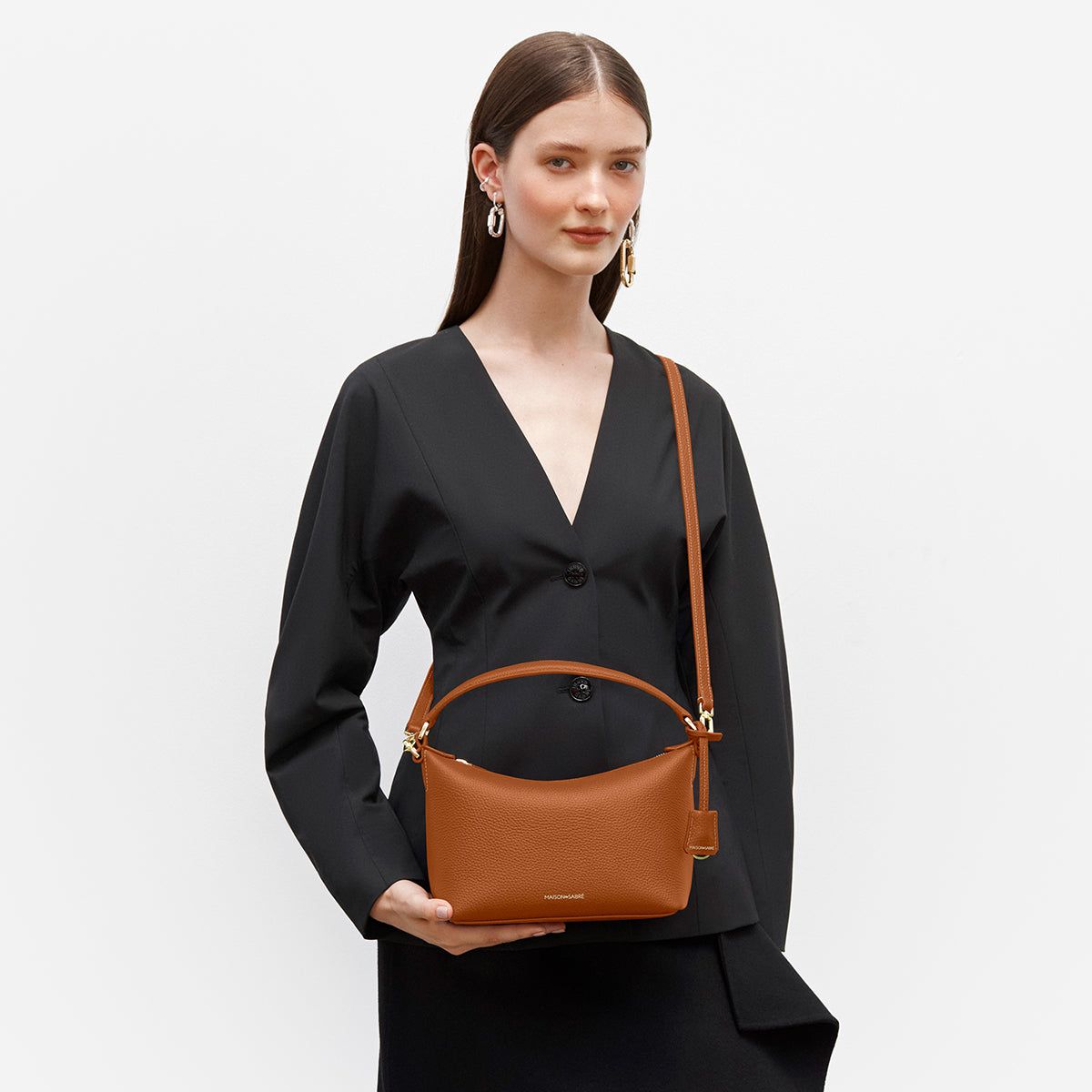 Small Soft Hobo in Pecan Brown | MAISON de SABRÉ
