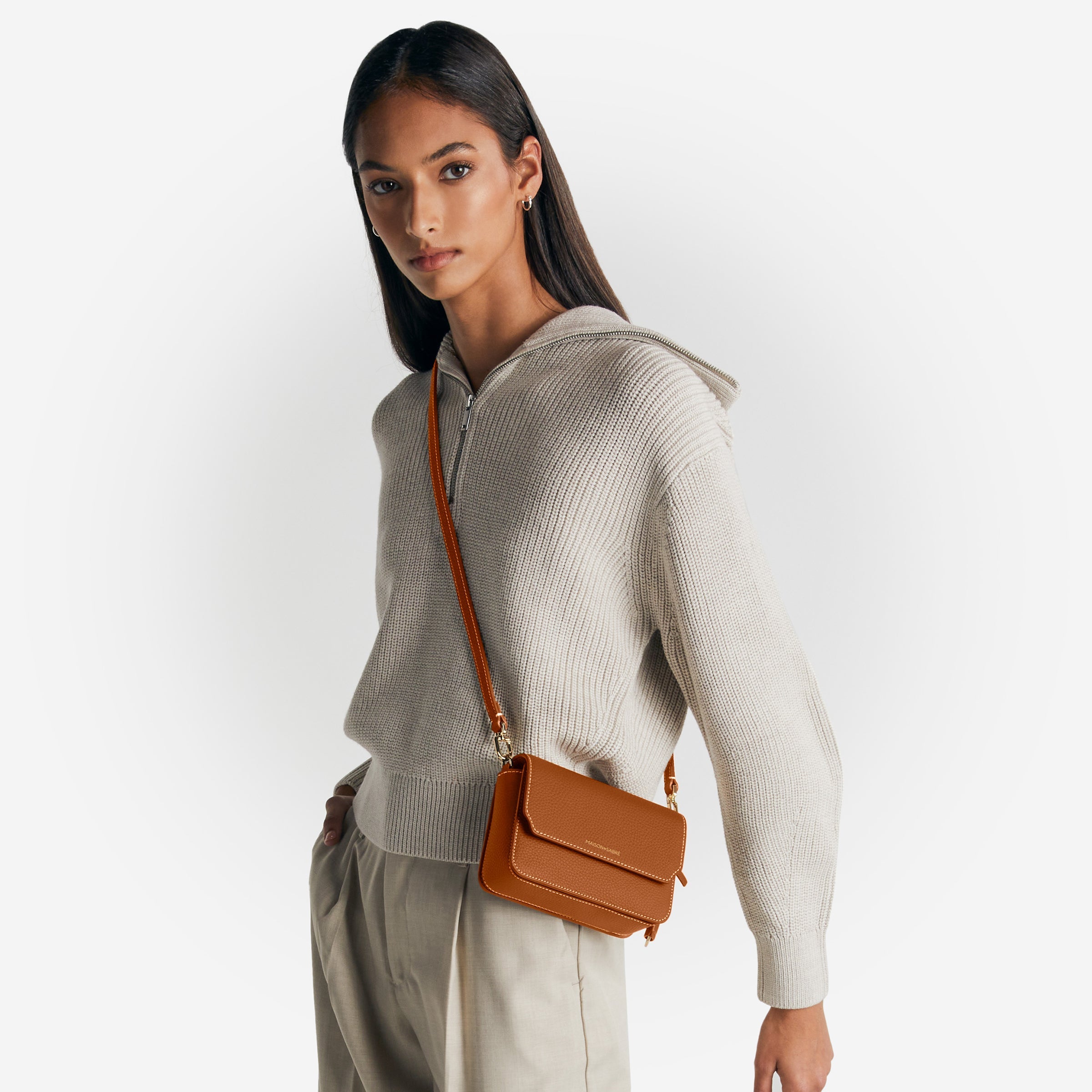 Mini Flap Bag in Pecan Brown | MAISON de SABRÉ