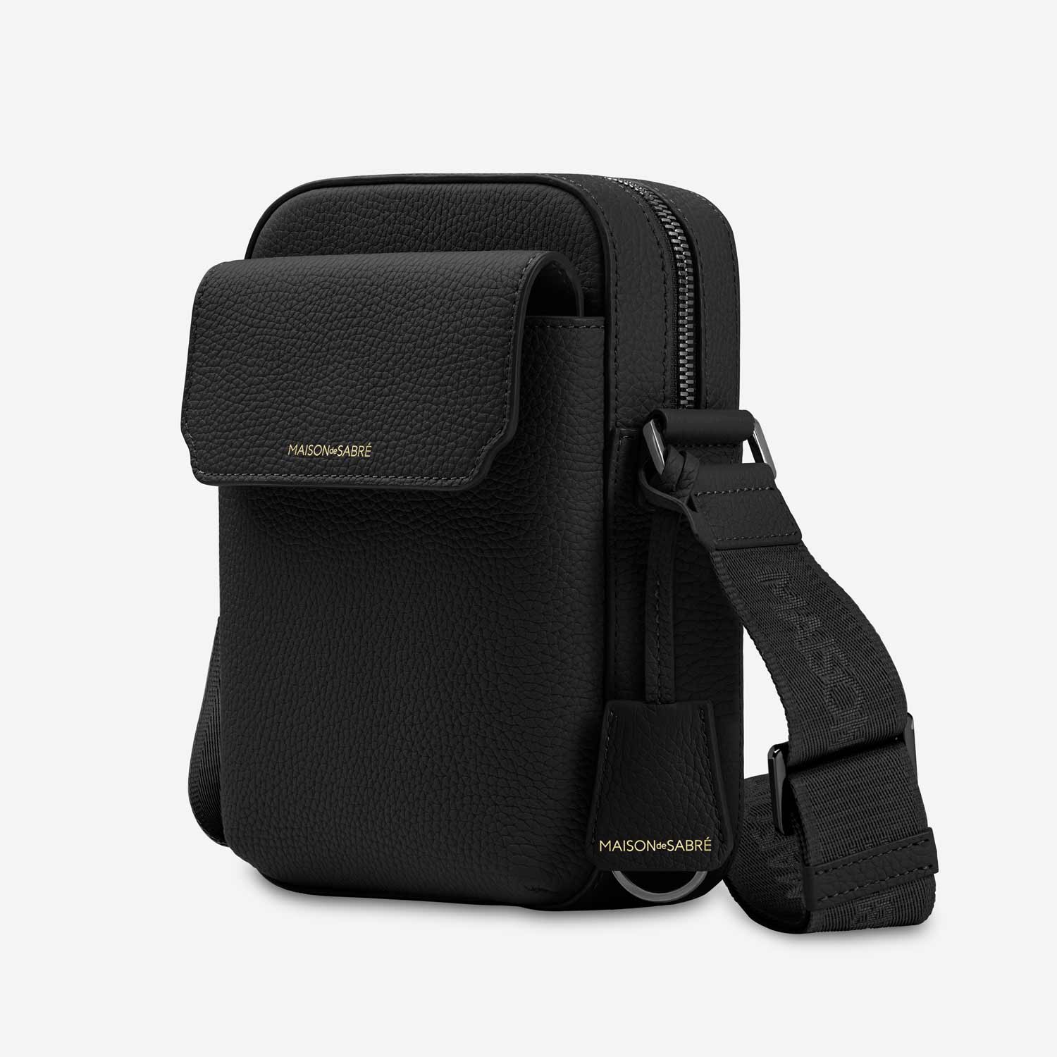 Small Messenger Bag in Black Caviar | MAISON de SABRÉ