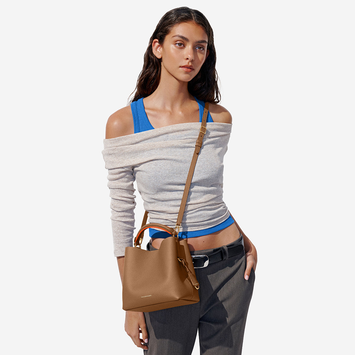 Mini Bucket Bag in Manhattan Sandstone | MAISON de SABRÉ