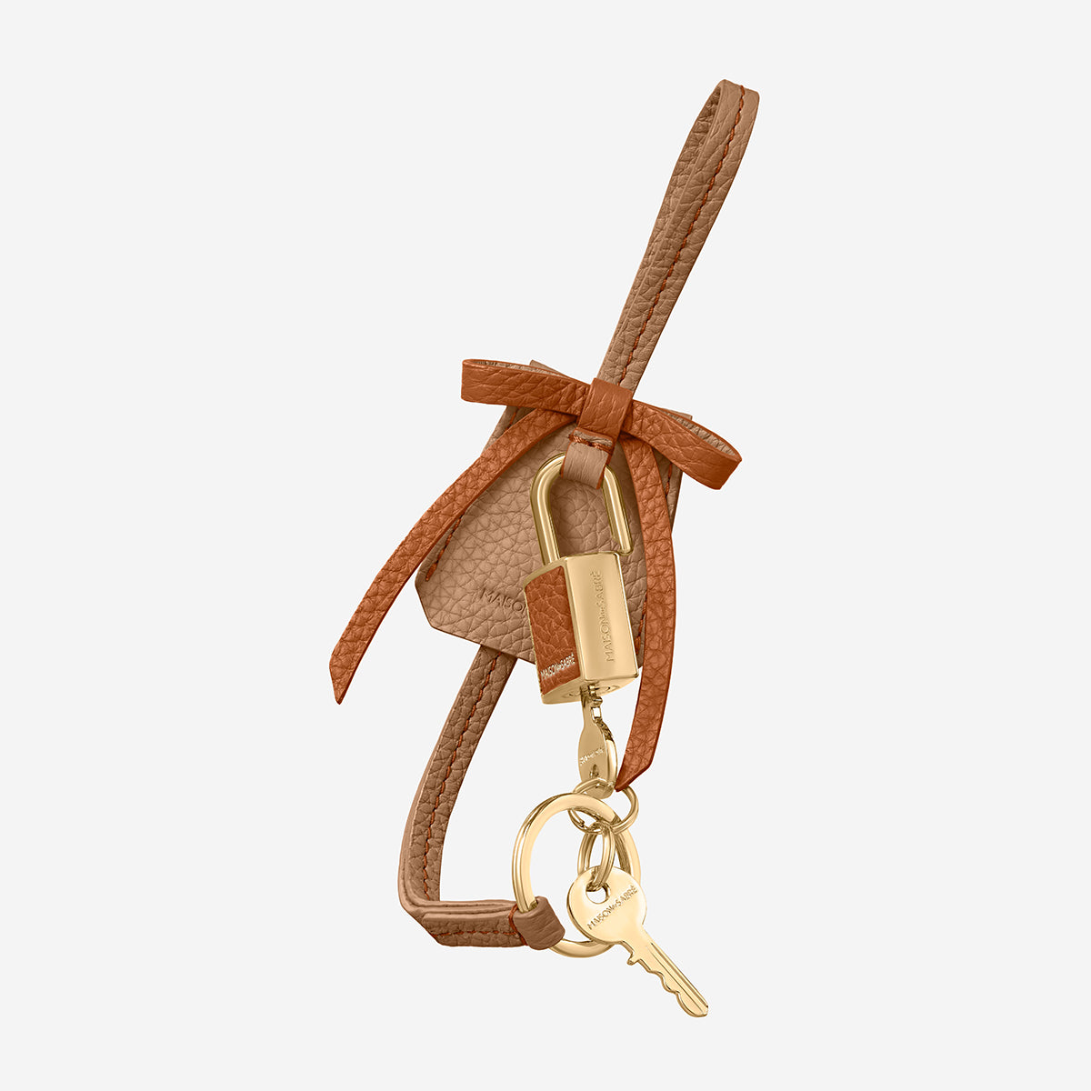 The Bow Padlock Charm - Sandstone Pecan