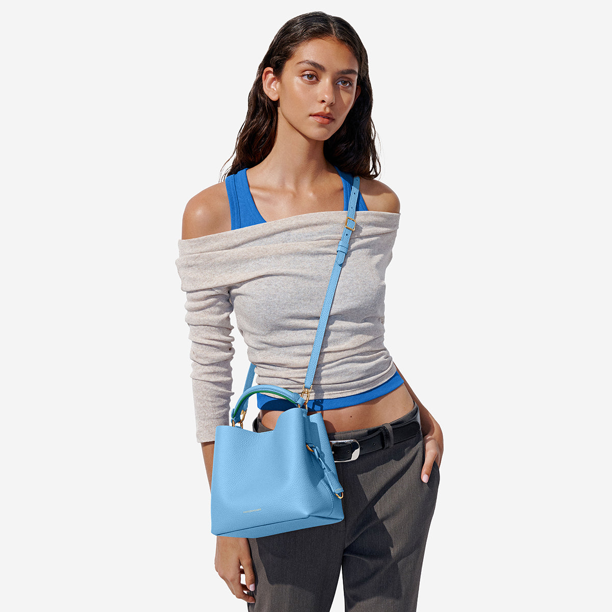 Mini Bucket Bag in Sky Emerald | MAISON de SABRÉ