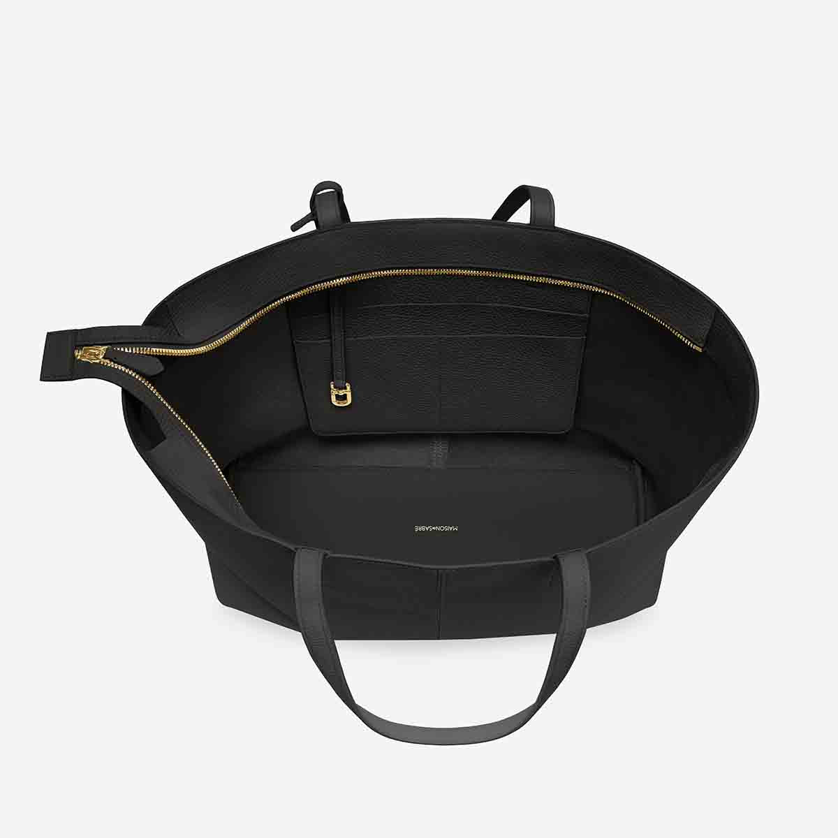 Zipped Soft Tote in Black Caviar | MAISON de SABRÉ