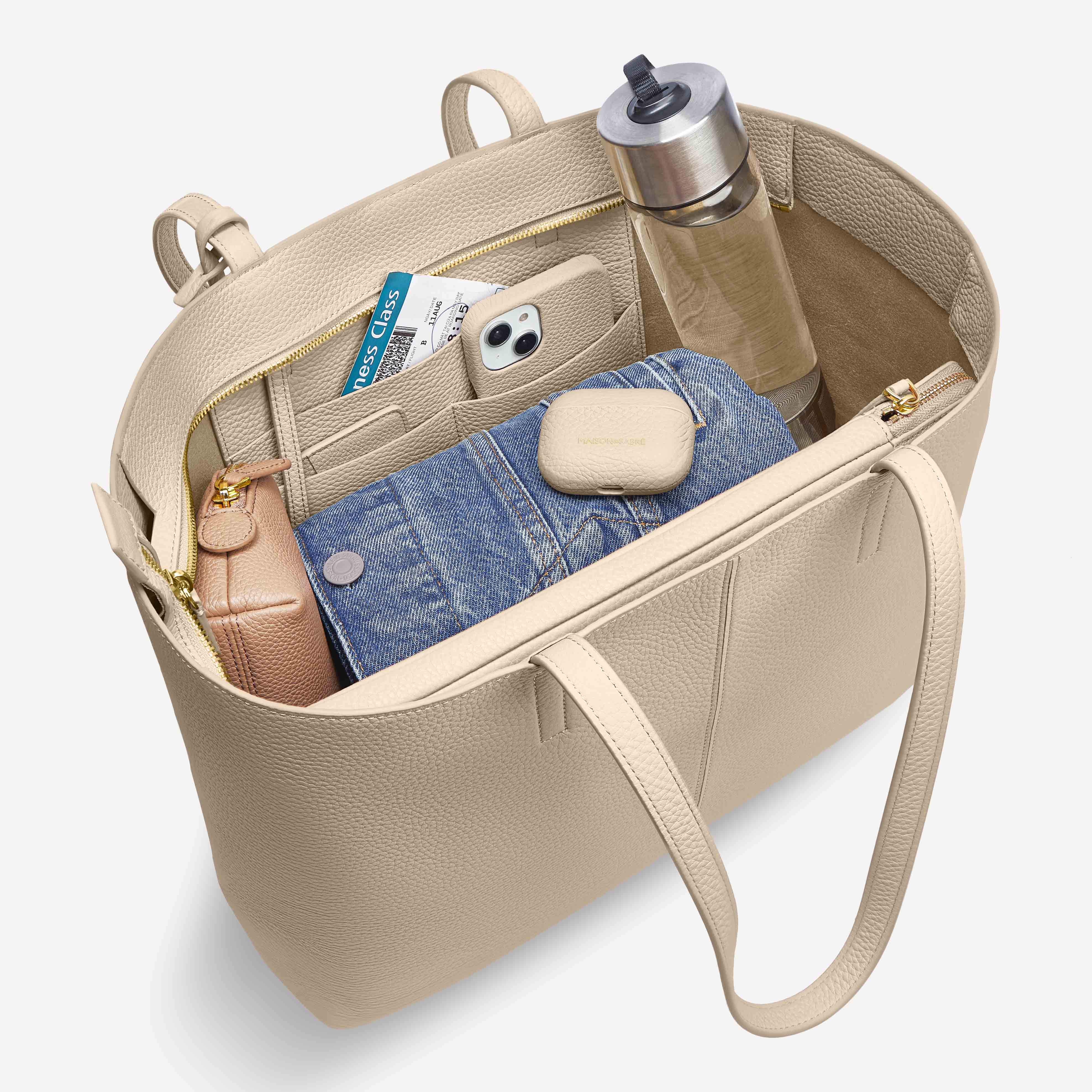 Zipped Soft Tote in Saharan Nude | MAISON de SABRÉ