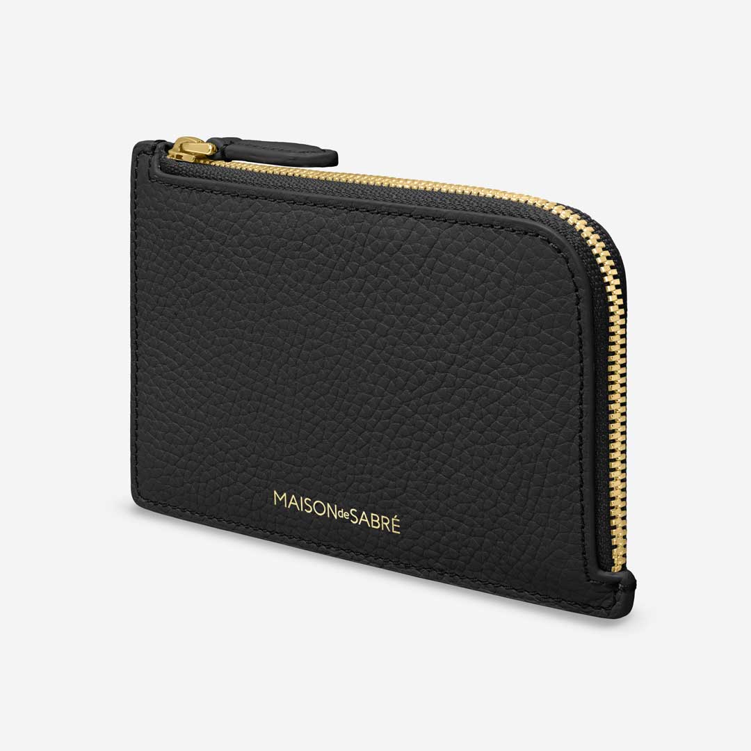 Zip Card Holder in Black Caviar | MAISON de SABRÉ