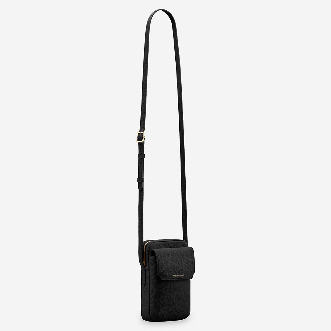 Zipped Phone Pouch in Black Caviar | MAISON de SABRÉ