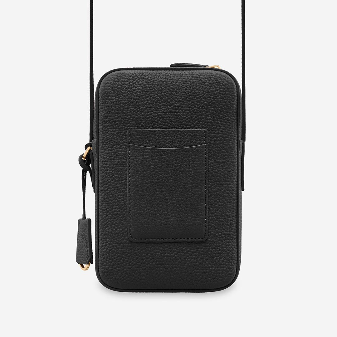 Zipped Phone Pouch in Black Caviar | MAISON de SABRÉ