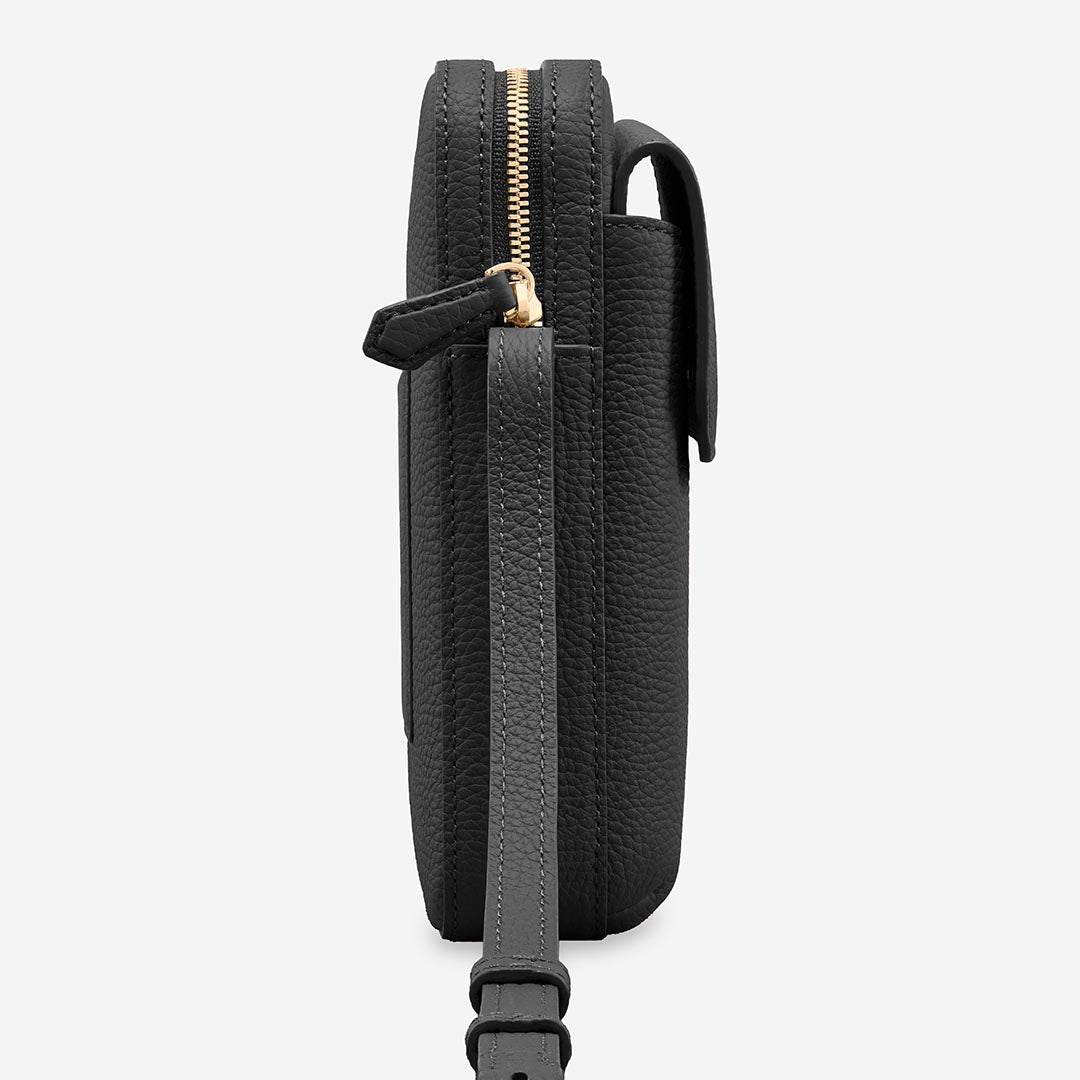 Zipped Phone Pouch in Black Caviar | MAISON de SABRÉ