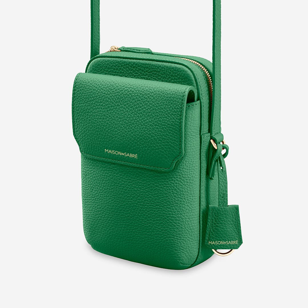 MAISON de SABREースマホポーチ13,000円→12,000円 Zipped Phone Pouch in Emerald Green | MAISON de SABRÉ