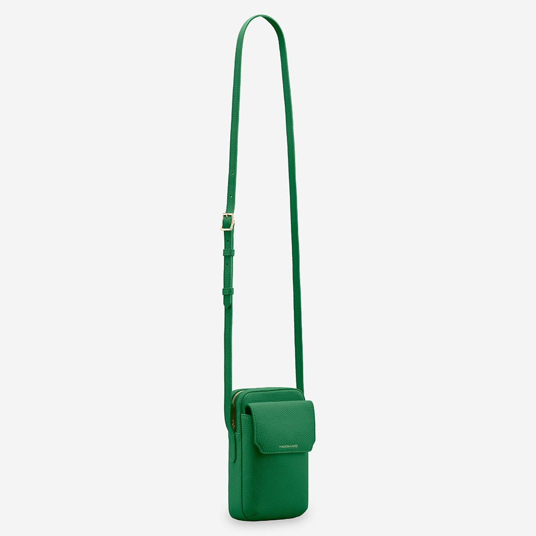 Zipped Phone Pouch in Emerald Green | MAISON de SABRÉ