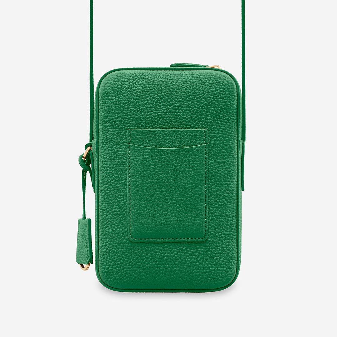 Zipped Phone Pouch in Emerald Green | MAISON de SABRÉ