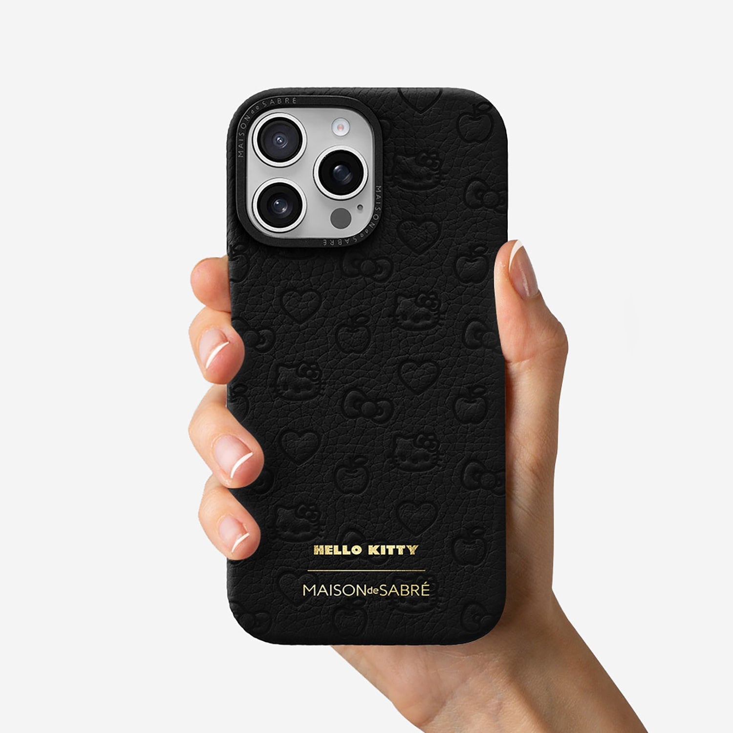 iPhone 16 Pro Max Case in Black Caviar | Hello Kitty – MAISON de SABRÉ